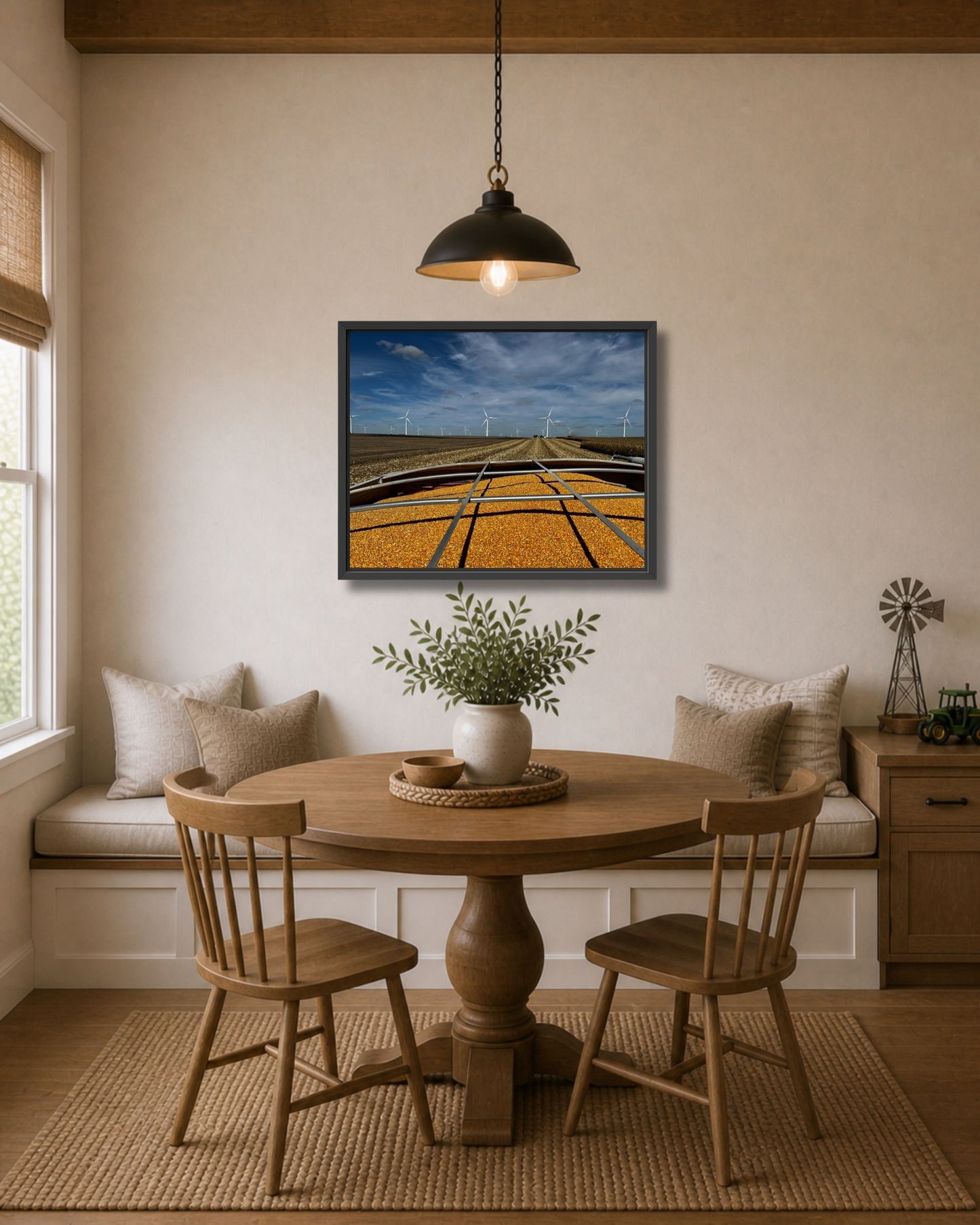 A Full Cart and Open Fields – Corn Harvest Canvas Wall Art