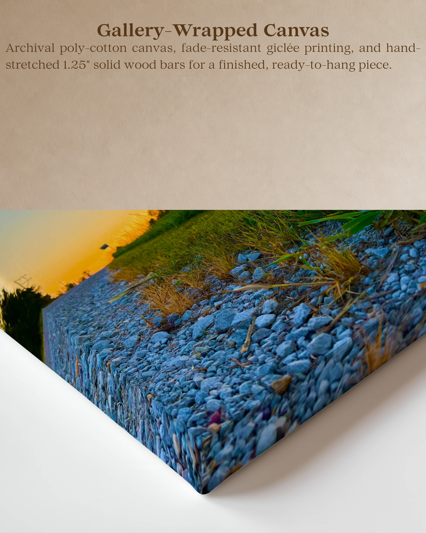 Quiet Evening on the Gravel Road – Rural Sunset Canvas Wall Art