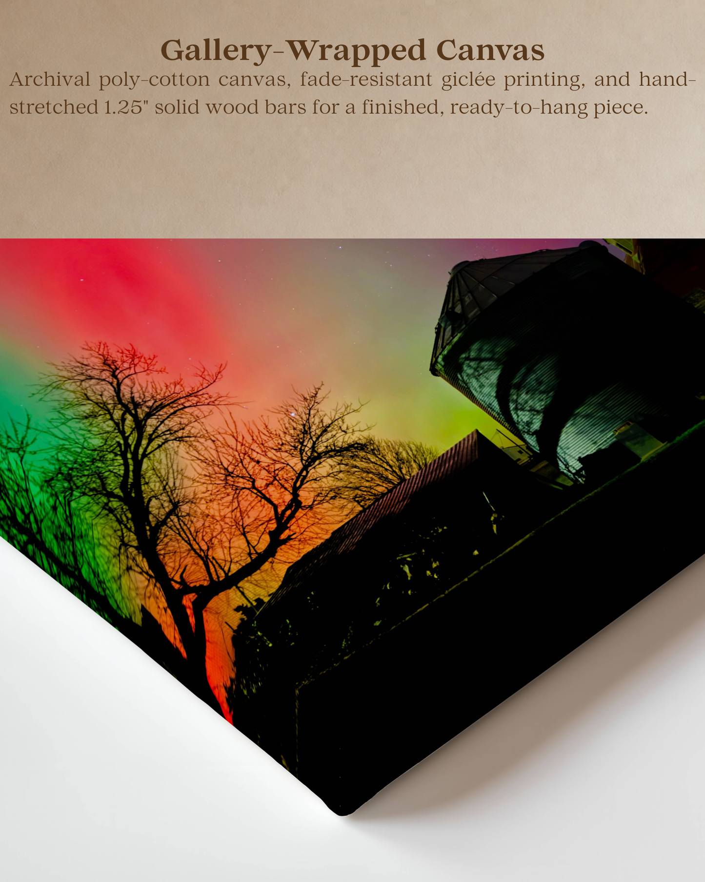 When the Home Place Glowed – Northern Lights Farm Canvas Wall Art