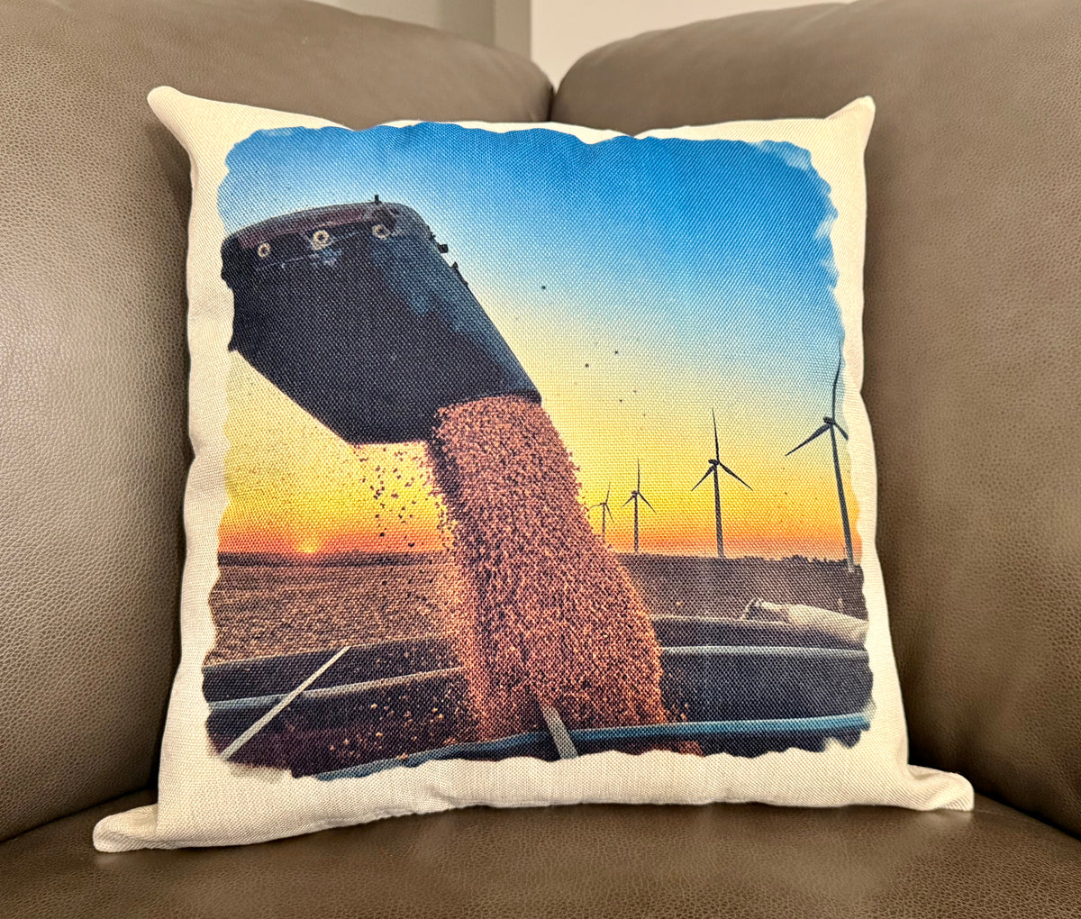 Harvest at Sunset Farm Throw Pillow Cover