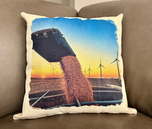 Harvest at Sunset Farm Throw Pillow Cover
