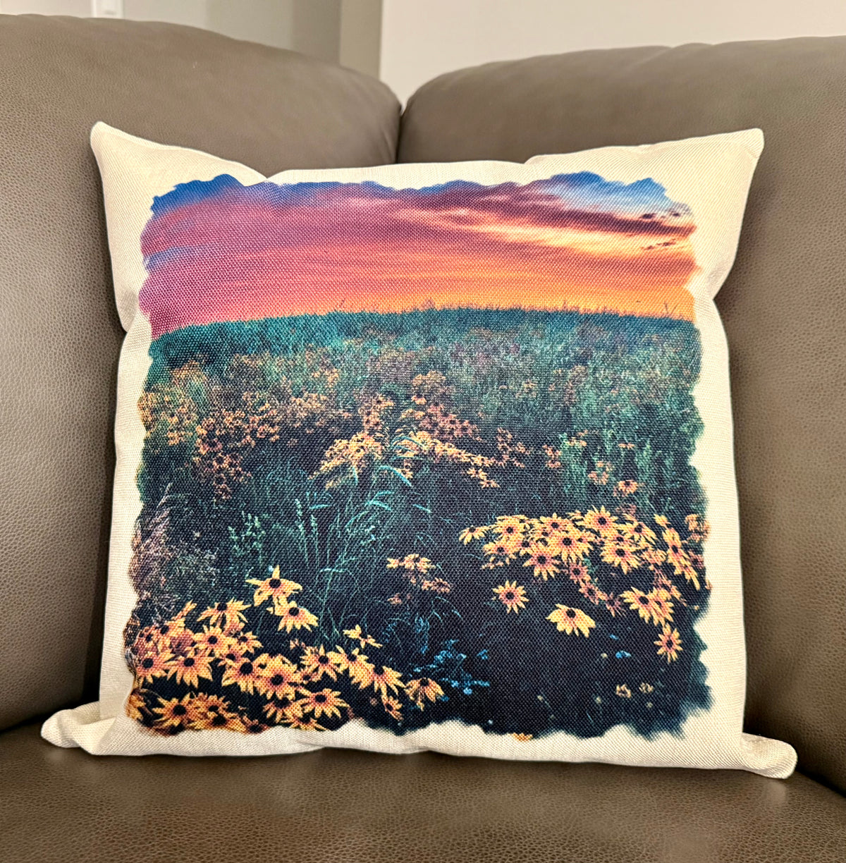 Wildflowers at Sunset Farm Throw Pillow Cover