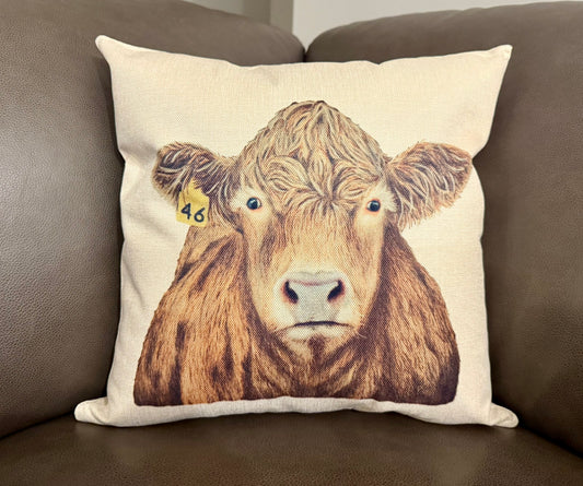 Charlotte Highland Cow Throw Pillow Cover