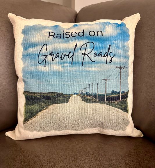 Raised on Gravel Roads Farm Throw Pillow Cover