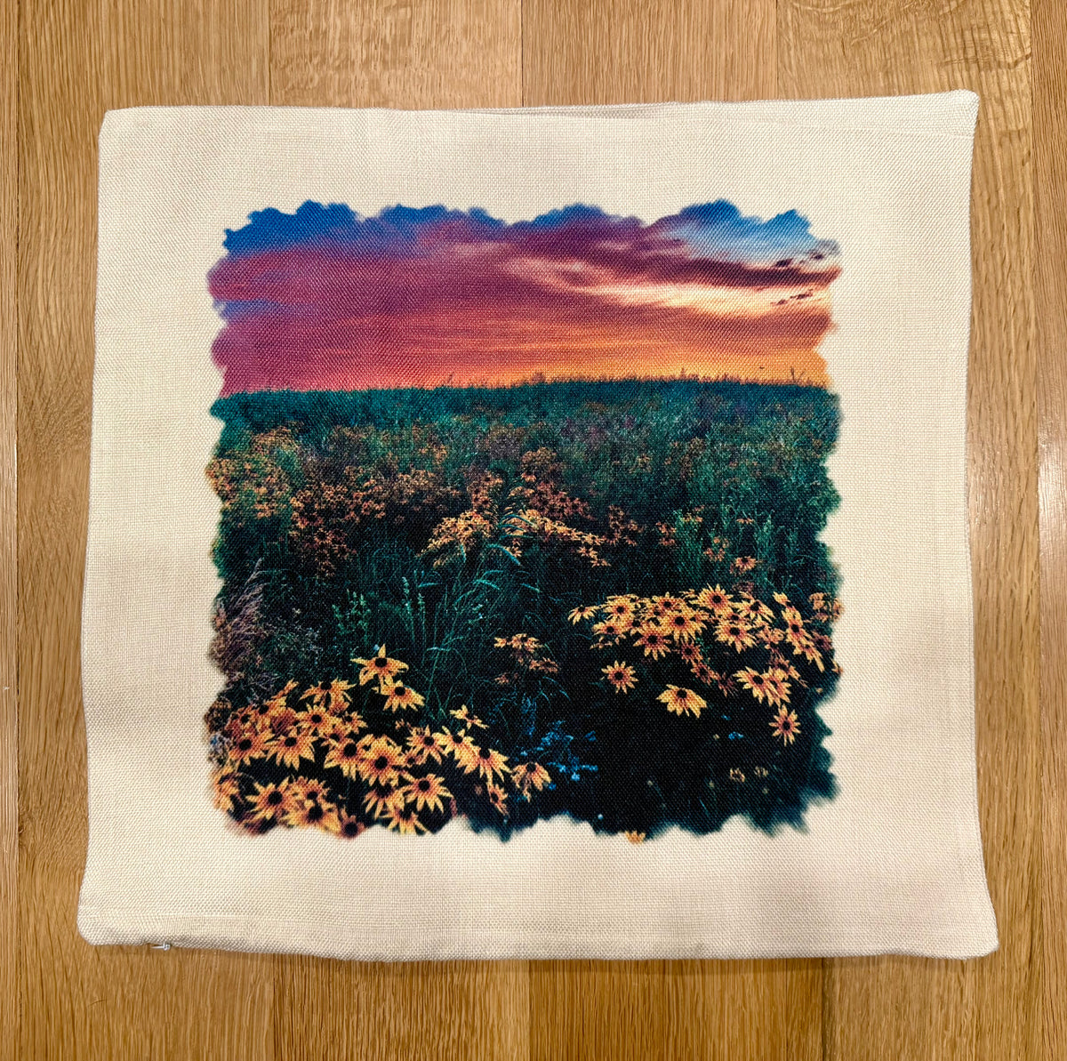 Wildflowers at Sunset Farm Throw Pillow Cover