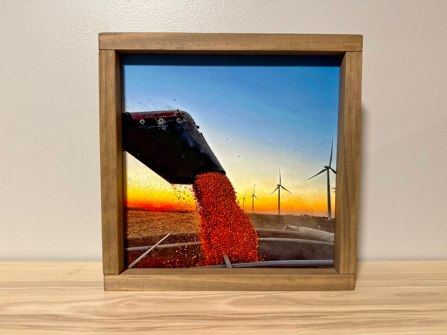 Iowa Corn Harvest Sunset | Handcrafted Solid Wood Photography Art