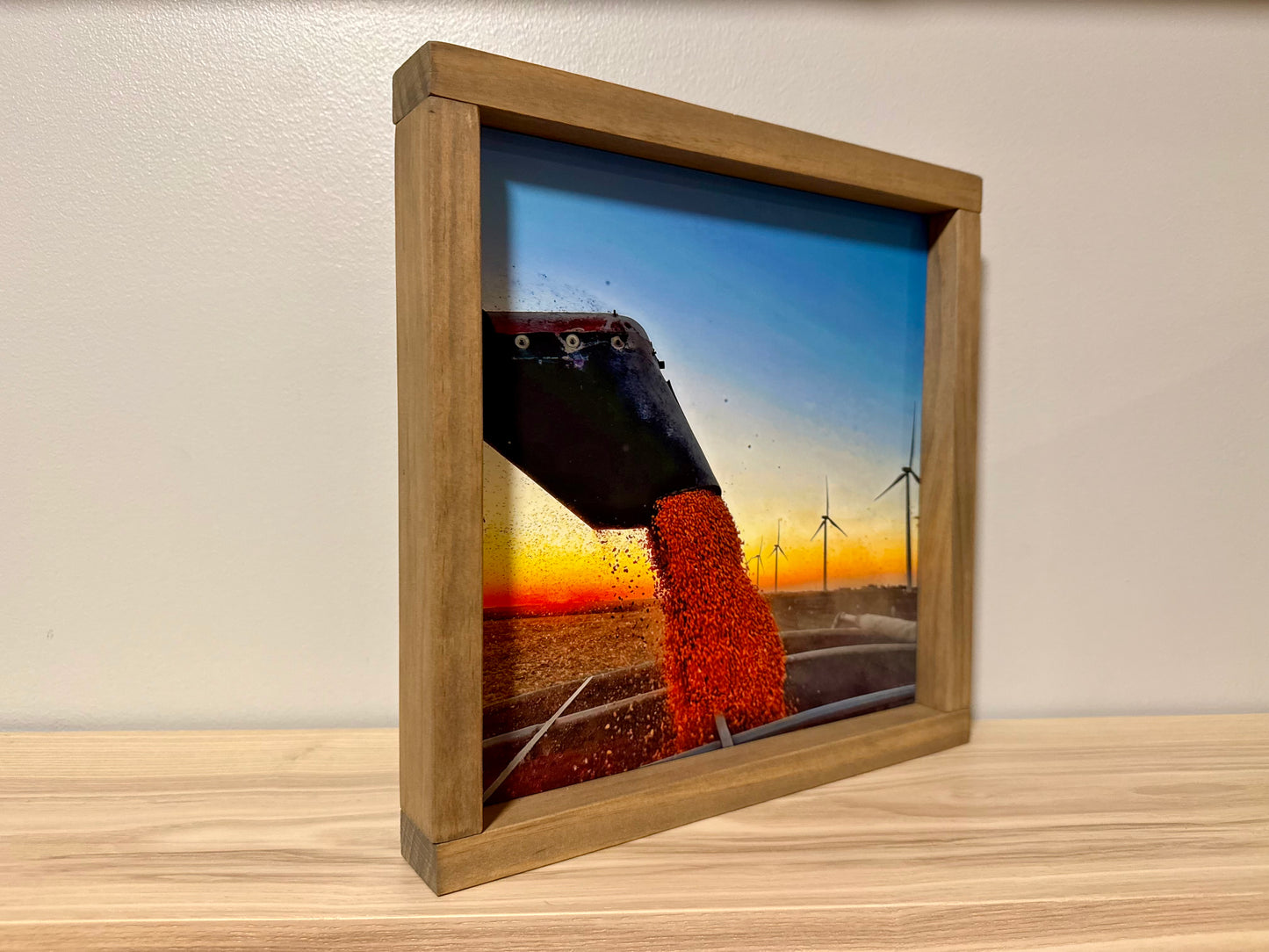 Iowa Corn Harvest Sunset | Handcrafted Solid Wood Photography Art