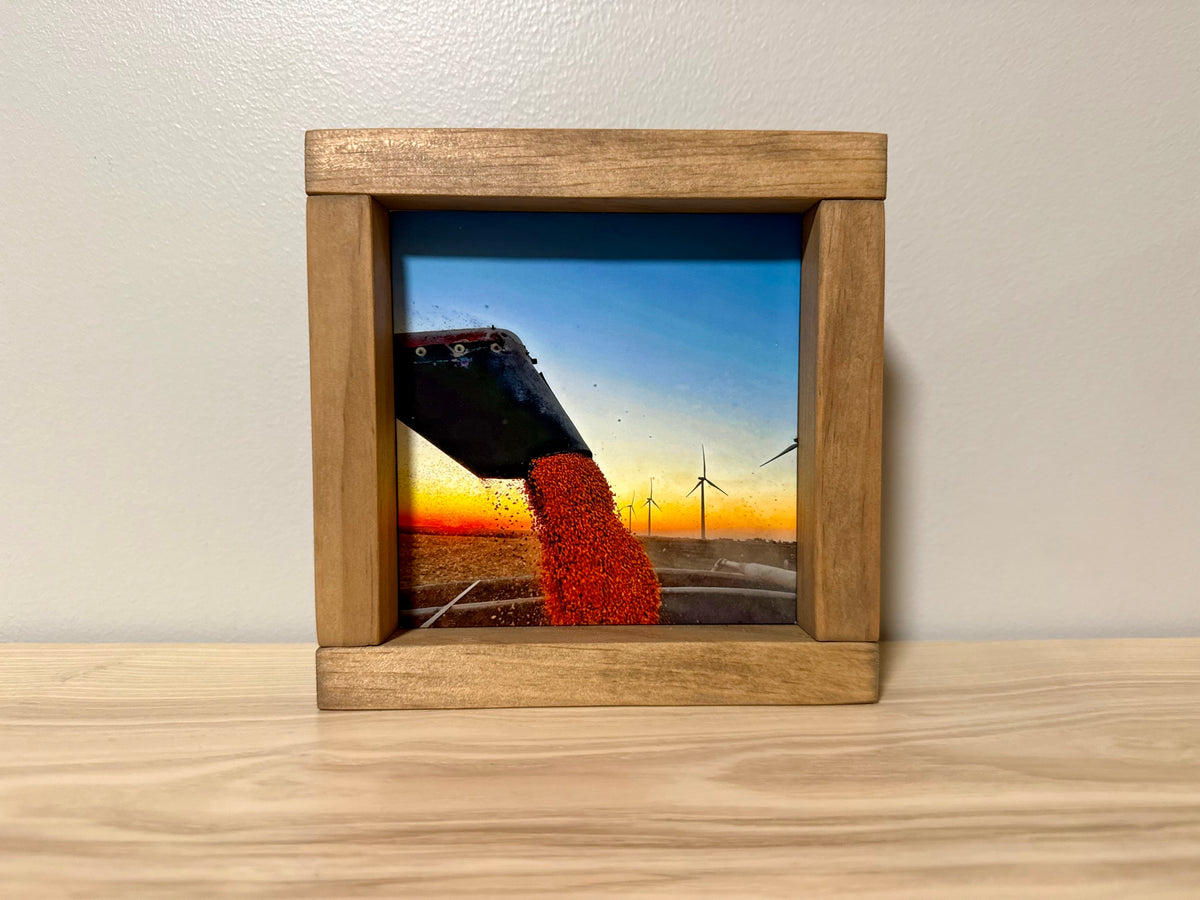 Iowa Corn Harvest Sunset | Handcrafted Solid Wood Photography Art