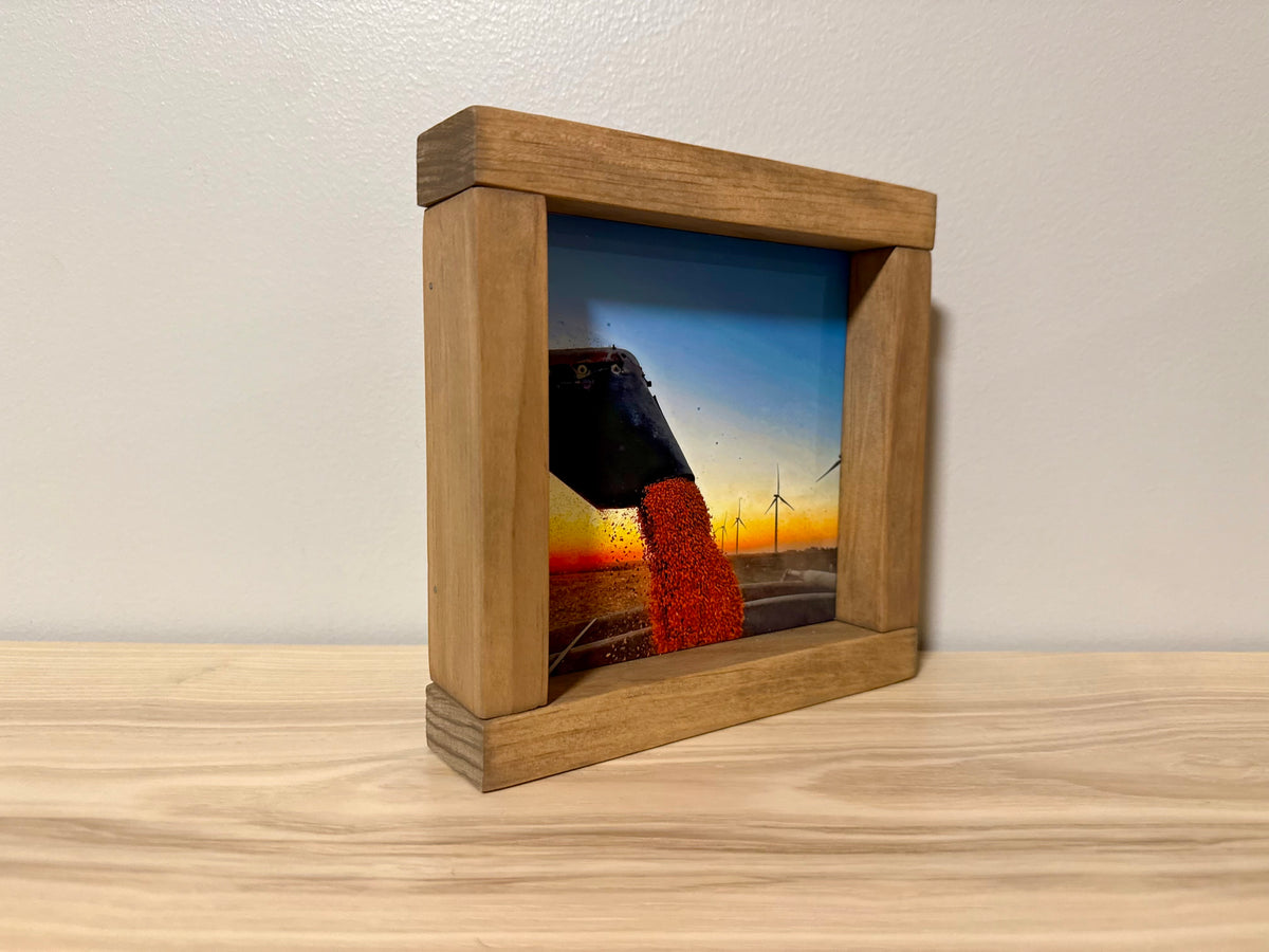 Iowa Corn Harvest Sunset | Handcrafted Solid Wood Photography Art
