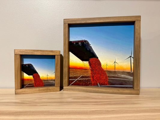 Iowa Corn Harvest Sunset | Handcrafted Solid Wood Photography Art