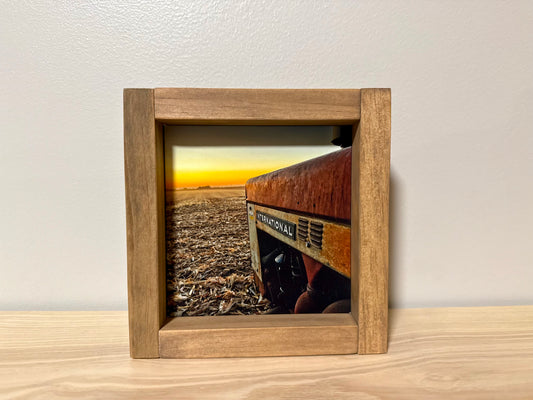 International Harvester at Sunset | Handcrafted Solid Wood Farm Art